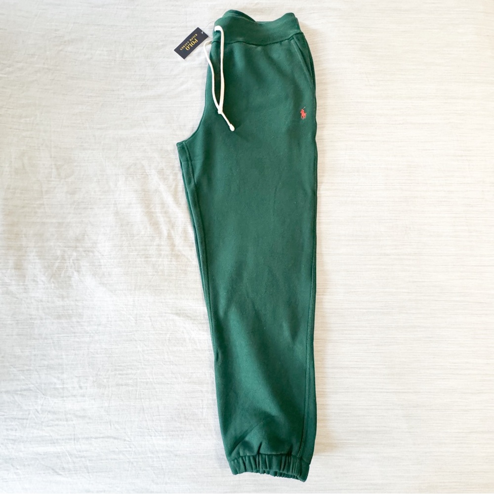 POLO RALPH LAUREN RL Athletic Fleece Sweatpants/Joggers Green Orange Pony - Picture 5 of 14